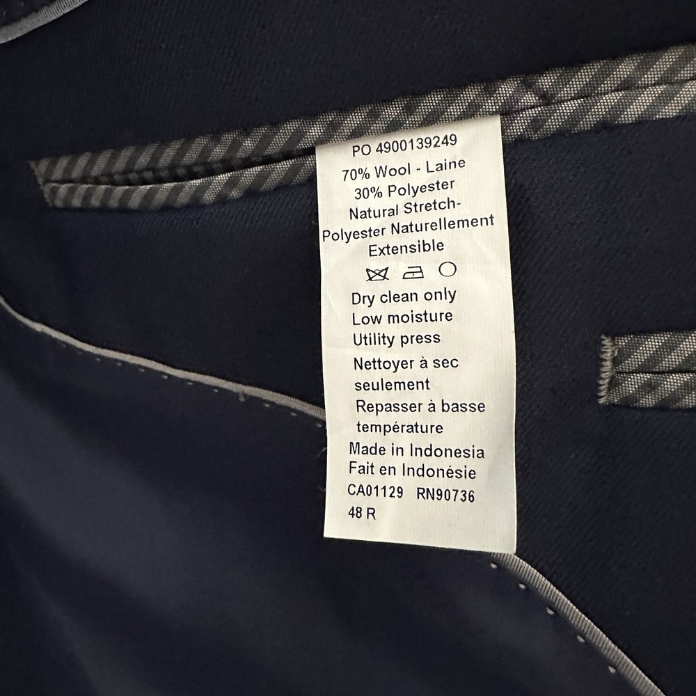 Michael Kors Men's 48R Classic-Fit Wool-Blend Stretch Solid Suit Jacket Navy - Picture 4 of 7